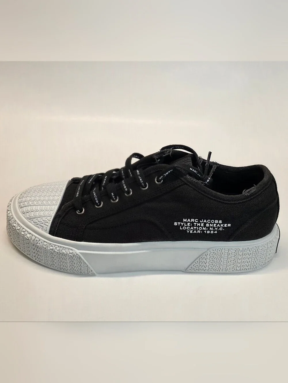 Marc Jacobs Black White  Canvas Sneakers  Lace Up Designer Shoes Men's 43 US 10